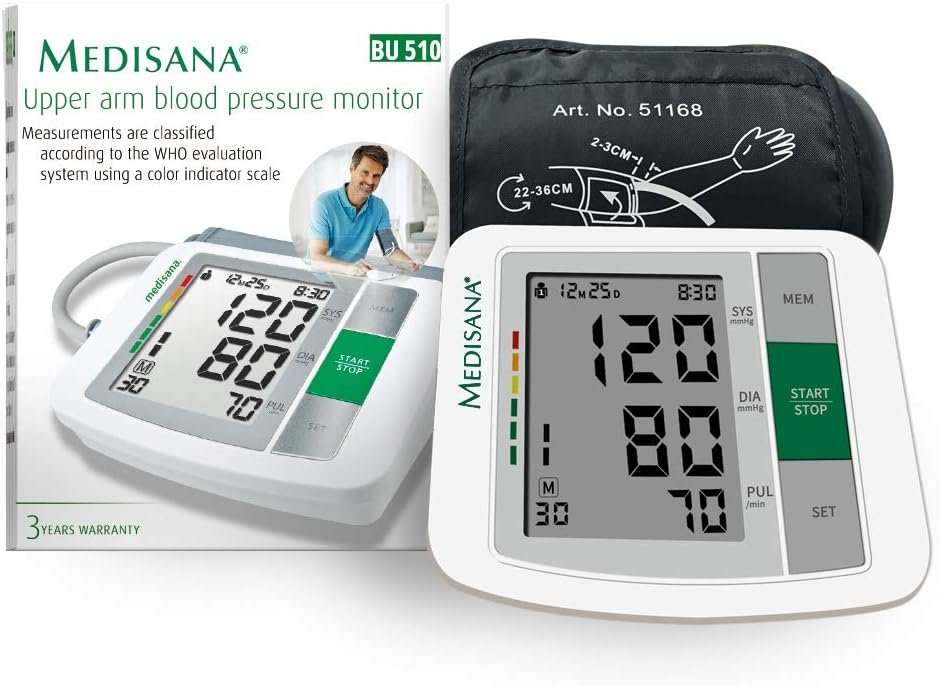 61AnZgHmeHL._AC_SL1000_ BU 510 جهاز ضغط ميديسانا BU 510 medisana blood pressure monitor - الصورة 1