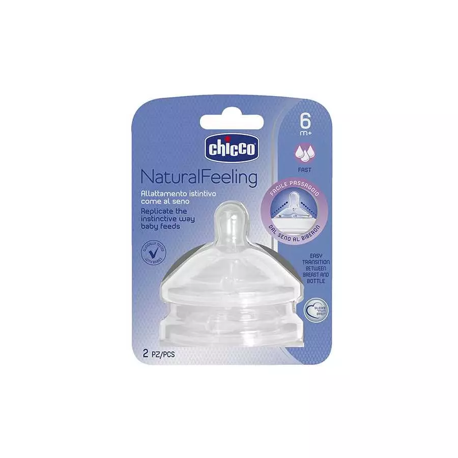 8058664008254_4 حلمة رضاعة شيكو شعور طبيعي 6 أشهر+ سريعة التدفق – Chicco Natural Feeling Baby Bottle Nipple 6m + - الصورة 1
