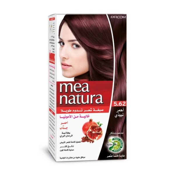Mea Natura Ammonia Free 5.62 Burgundy Hair Color – صبغة شعر ميا ناتورا 5.62 عنابي (برغندي) خالية من الأمونيا، صبغة شعر دائمة مع تغطية الشيب
