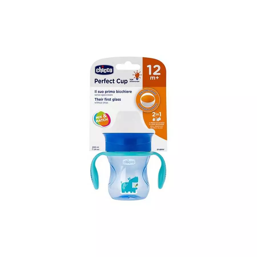 8058664081387_4 Chicco شيكو بيرفكت كوب حليب الأطفال 200 مل لون أزرق +12 شهر – Chicco Perfect Milk Cup 200ml Blue +12 Months - الصورة 1