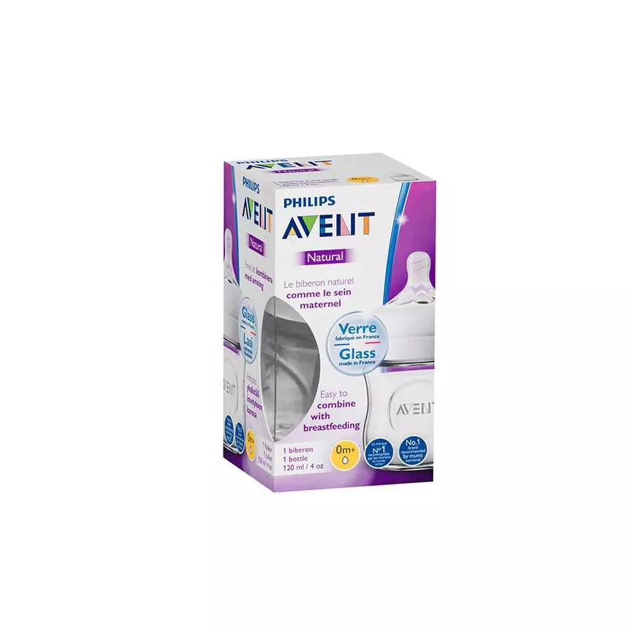 8710103876205_4 Avent Natural Baby Bottle 0+ 120ml | أفنت – رضاعة حليب الأطفال الطبيعية زجاج 0+ حجم 120 مل - الصورة 1