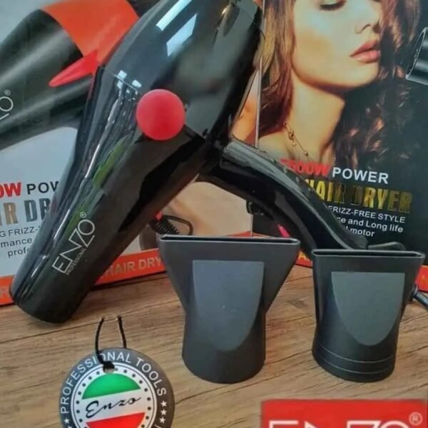 Enzo Black Hair Dryer 1845 – 2 Pieces | سشوار إنزو أسود 1845 – 2 قطع